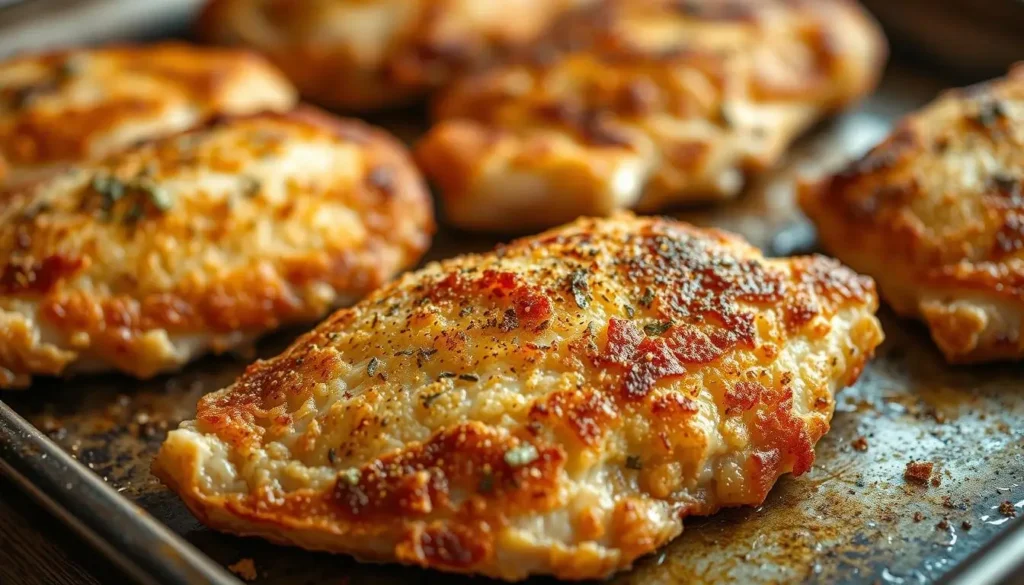 Baked chicken cutlets.