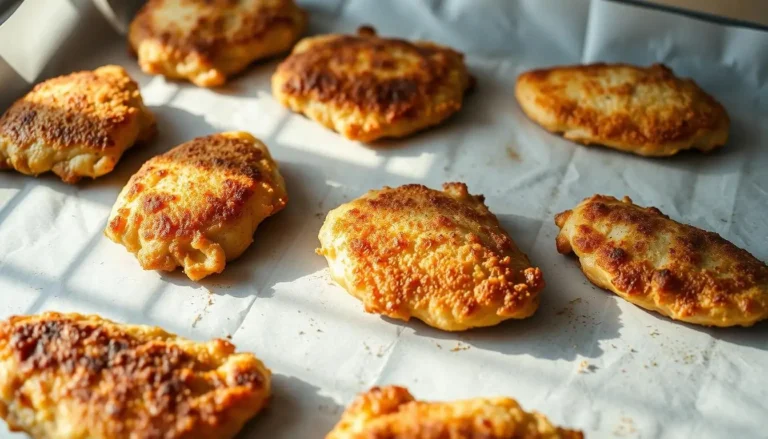 Chicken cutlets in oven.
