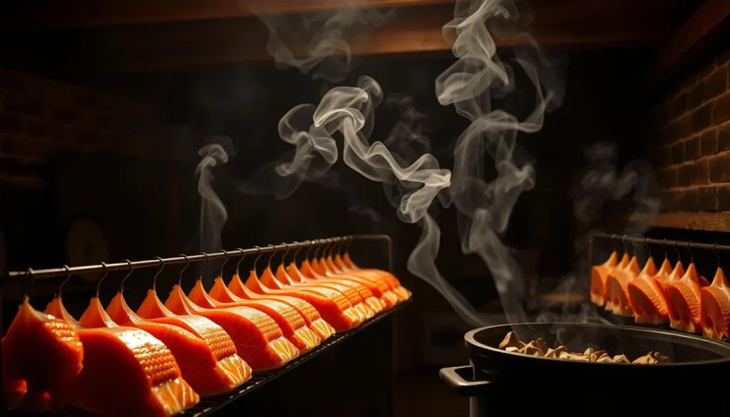 Sliced salmon, prepared by cold smoking.