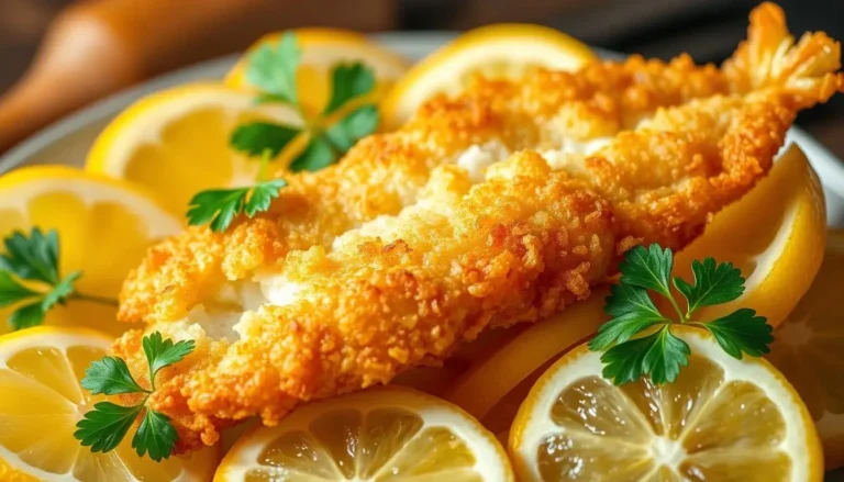 Fried whiting with lemon.