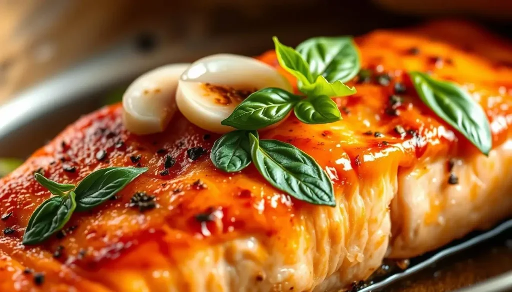 Garlic basil salmon recipe.