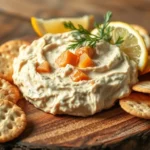 Smoked fish dip with crackers.